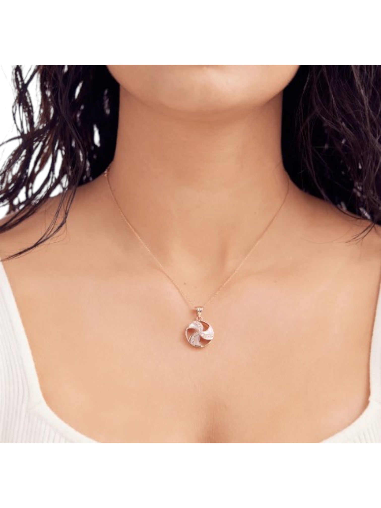 Trendy Design 925 Sterling Silver CZ Stones Rose Gold Plated Pendant With Chain For Women By Kesardeep